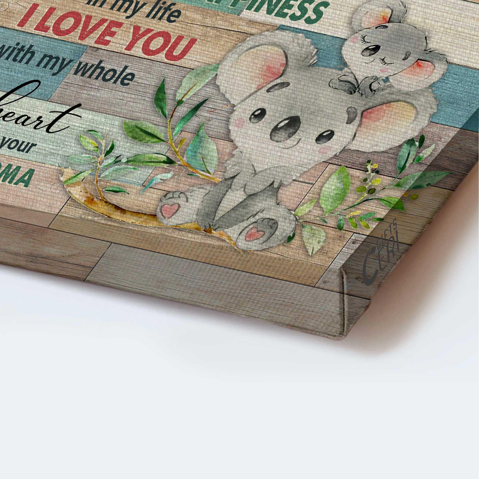 Family Portrait Canvas, Koala drawing, Colorful painting, You are the happiness in my life Gift for Granddaughter - Family Portrait Canvas Prints - Image 3
