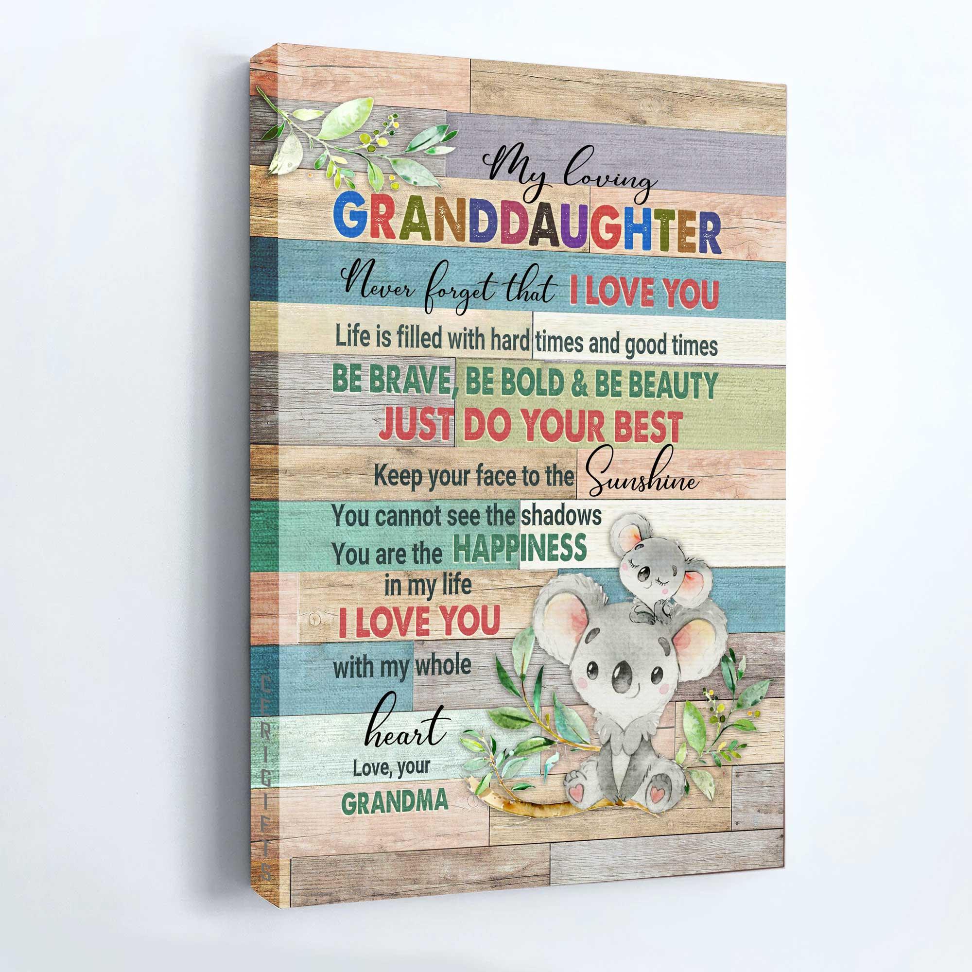 Family Portrait Canvas, Koala drawing, Colorful painting, You are the happiness in my life Gift for Granddaughter - Family Portrait Canvas Prints - Image 4