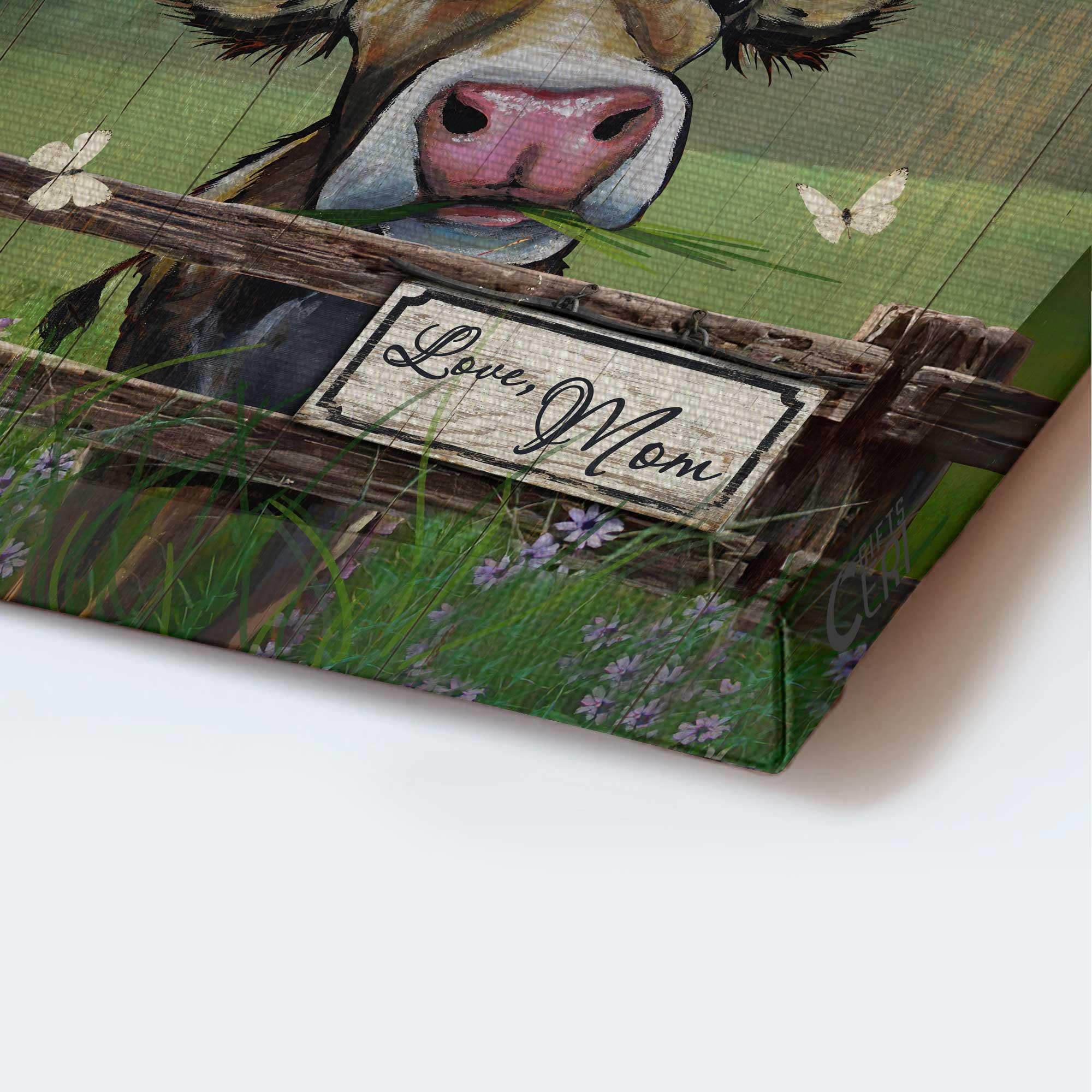 Family Portrait Canvas, Mom to daughter, Watercolor cow, I always have your back  Canvas - Gift for Daughter, Family Portrait Canvas Prints - Image 3