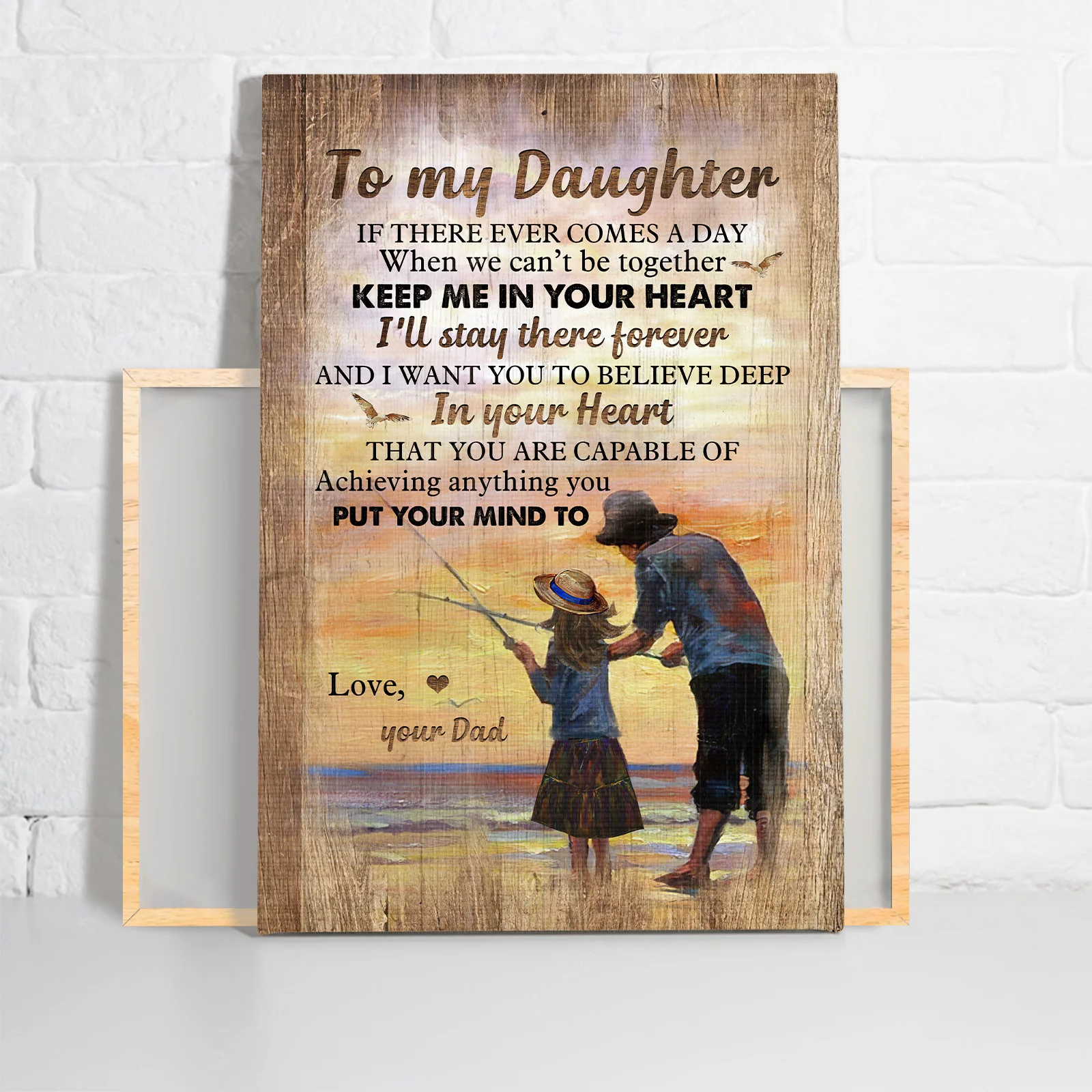 Family Premium Wrapped Portrait Canvas - Dad To Daughter, Fishing, Beach, You Are Capable Of Achieving Anything - Gift For Members Family - Image 2