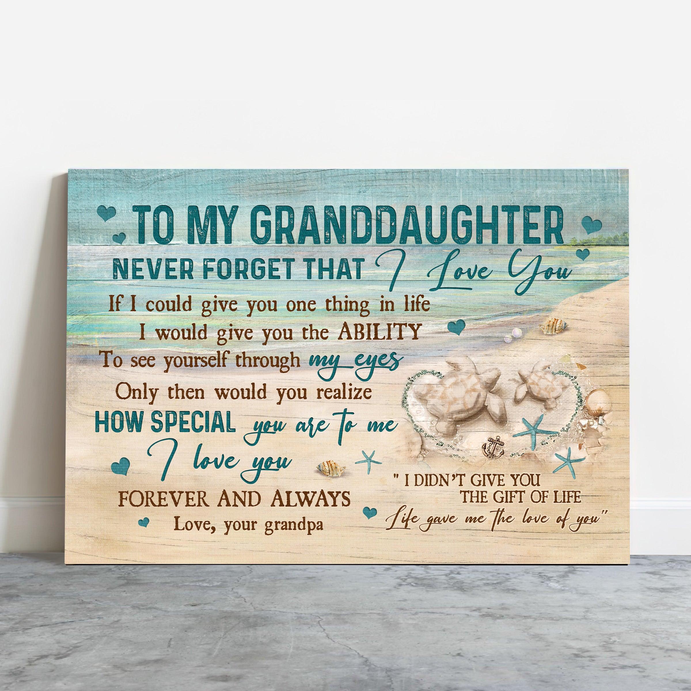 Family Premium Wrapped Landscape Canvas - To My Granddaughter, Sand turtle, Life Gave Me The Love Of You - Perfect Gift For Granddaughter - Image 2