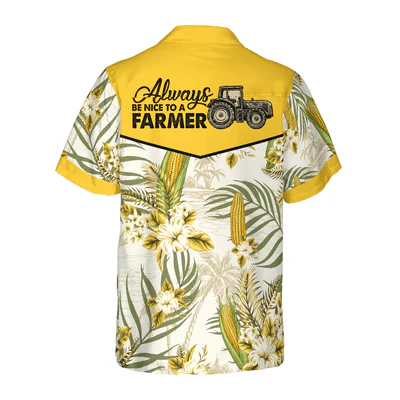 Farmer Hawaiian Shirt, Farm Corn, Tropical Floral Aloha Shirt For Men - Perfect Gift For Farmer, Husband, Boyfriend, Friend, Family - Image 3