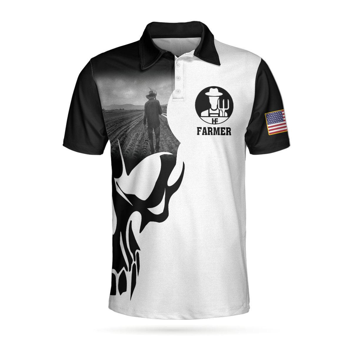 Farmer Proud Skull Men Polo Shirt, American Flag Farmer If You Think You Can Do My Job Shirt For Men - Image 4