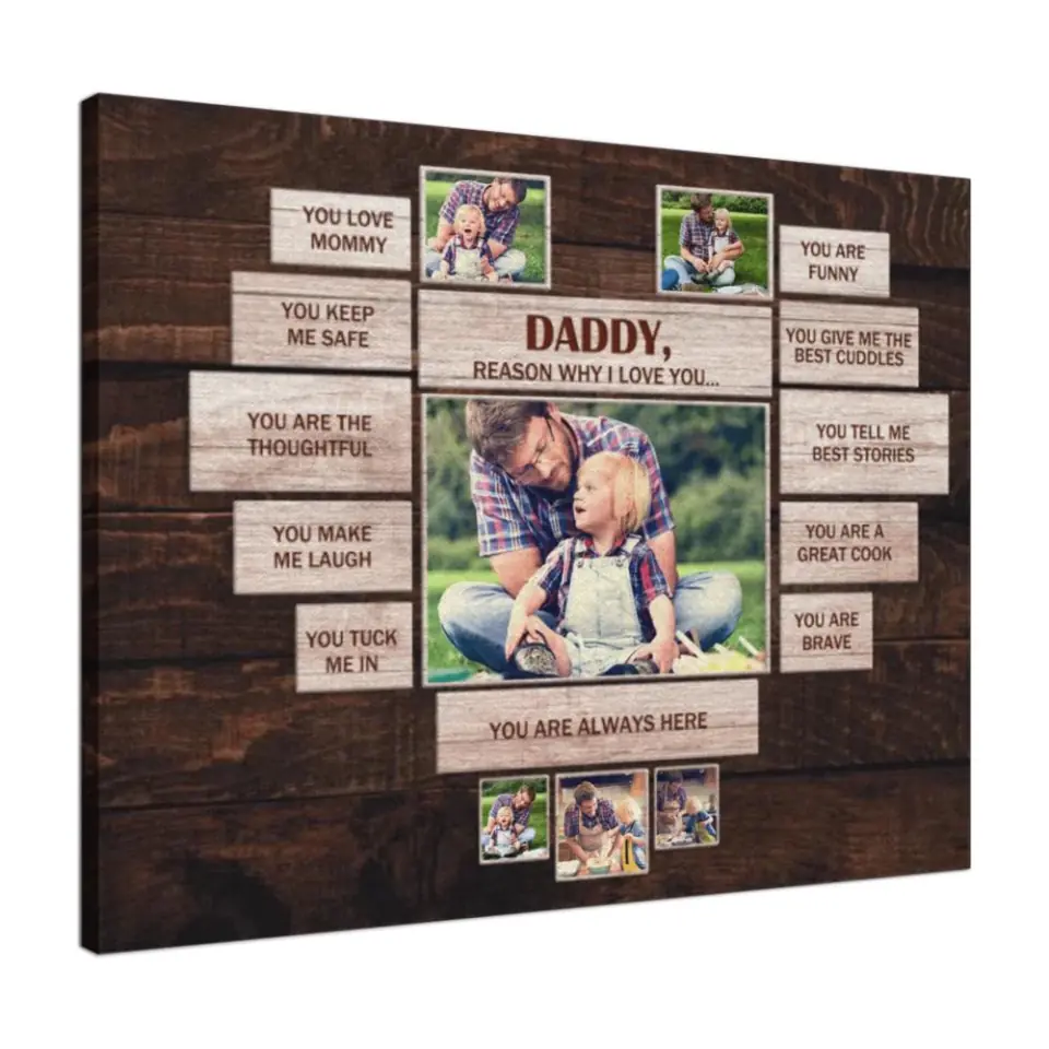 Father's Day Landscape Canvas Customized Photo - Personalized Daddy Reason Why I Love You Canvas, Dad Canvas  - Gift For Dad, Father's Day Gifts - Image 3
