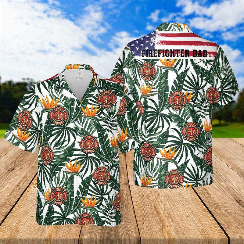 Firefighter Aloha Hawaiian Shirts For Summer, Fire Logo Tropical Hawaiian Shirt For Men Women, Beach Wear Gift For Firefighter, Friend, Family - Image 2