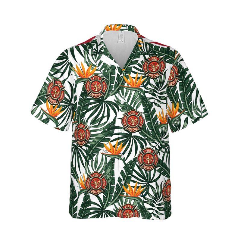 Firefighter Aloha Hawaiian Shirts For Summer, Fire Logo Tropical Hawaiian Shirt For Men Women, Beach Wear Gift For Firefighter, Friend, Family - Image 6