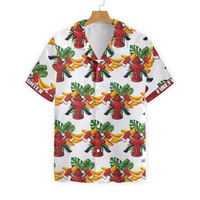Firefighter Custom Name Hawaiian Shirt, Tropical Banana Pattern Shirt, Personalized Cross Axes Firefighter Shirt - Perfect Gift For Men, Firefighter - Image 3