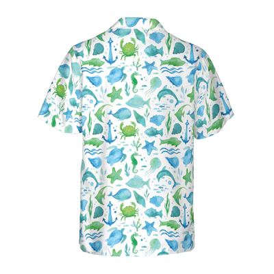 Fish Hawaiian Shirt, Blue Ocean Fish Pattern Aloha Shirt For Men - Perfect Gift For Men, Husband, Boyfriend, Friend, Family - Image 3