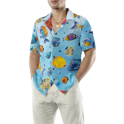 Fish Hawaiian Shirt, Fish Water Color Pattern Aloha Shirt For Men - Perfect Gift For Men, Husband, Boyfriend, Friend, Family - Image 5