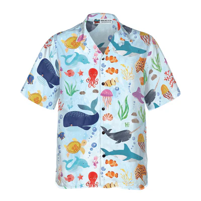 Fish Hawaiian Shirt, Ocean Fish Pattern Aloha Shirt For Men - Perfect Gift For Men, Husband, Boyfriend, Friend, Family - Image 2