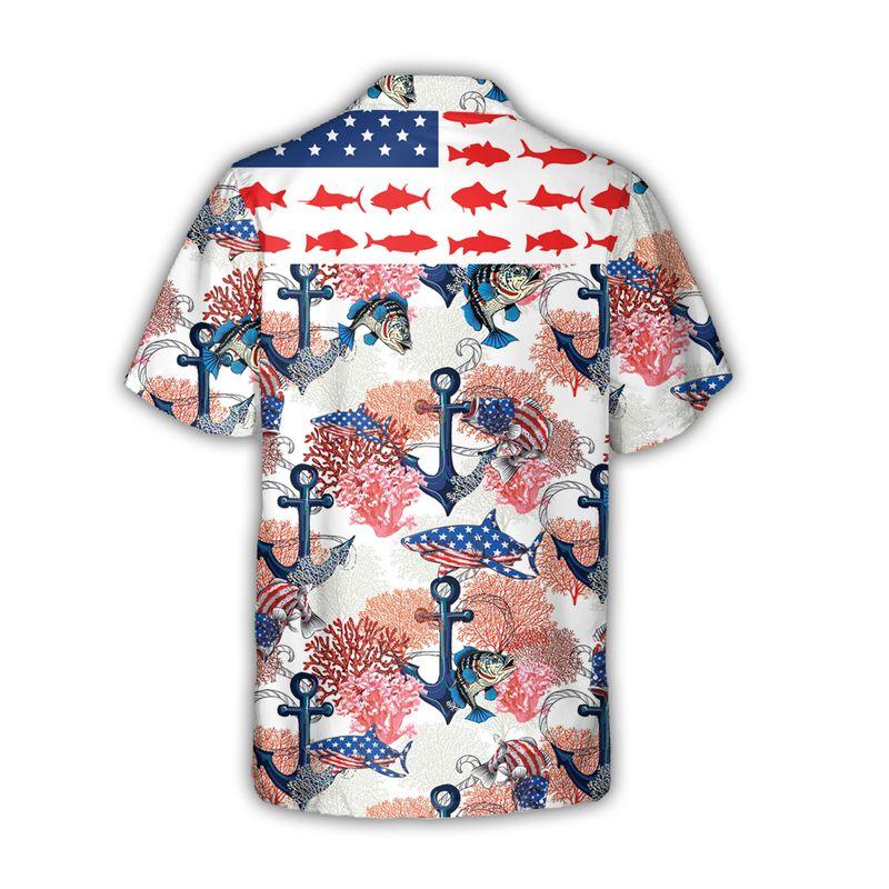 Fishing Aloha Hawaiian Shirts For Summer, Fish USA Flag Bass Fishing Style American Patriot Hawaiian Set Outfits For Men Women, Gift For Friend - Image 4