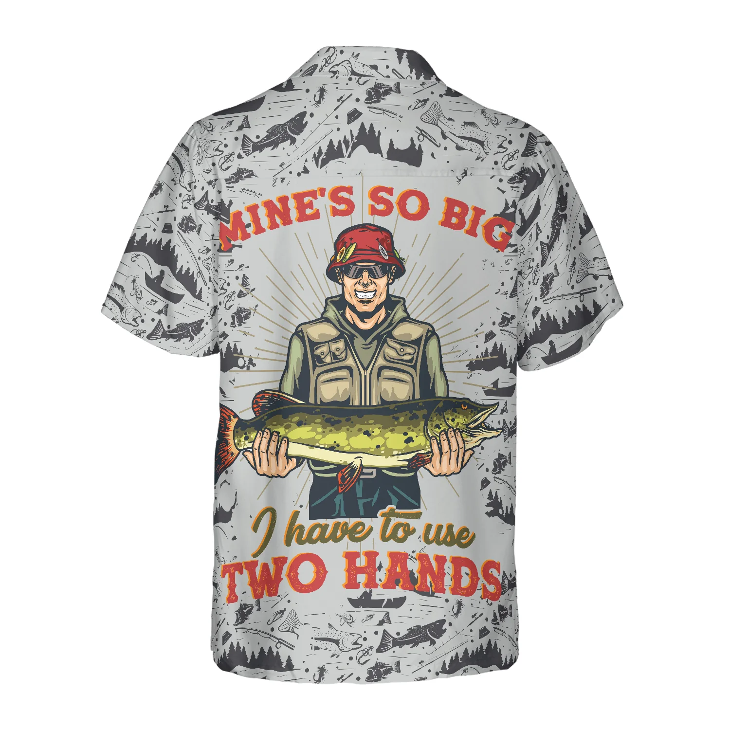 Fishing Hawaiian Shirt, Mine's So Big I Have To Use Two Hands, Colorful Summer Aloha Shirt For Men Women, Gift For Friend, Team, Fishing Lovers - Image 2