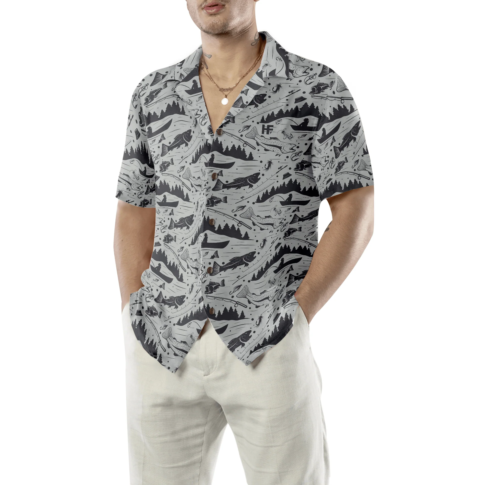 Fishing Hawaiian Shirt, Mine's So Big I Have To Use Two Hands, Colorful Summer Aloha Shirt For Men Women, Gift For Friend, Team, Fishing Lovers - Image 3