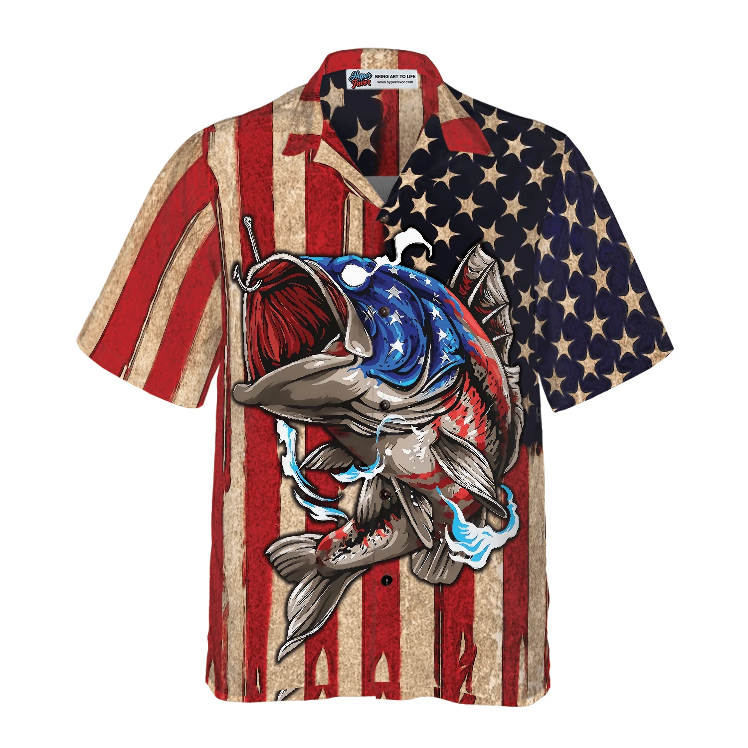 Fishing Hooked On Freedom American Flag Aloha Hawaiian Shirt For Summer, Colorful Cool Hawaiian Shirts Outfit For Men Women, Friend, Team - Image 2