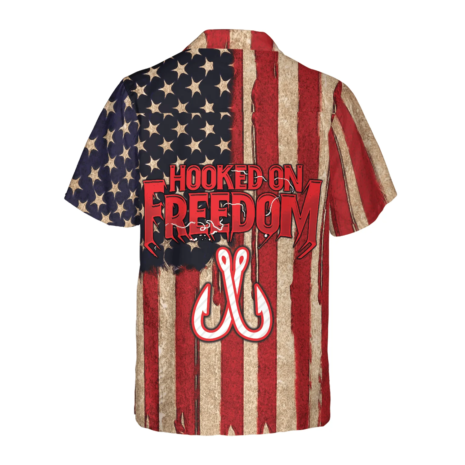 Fishing Hooked On Freedom American Flag Aloha Hawaiian Shirt For Summer, Colorful Cool Hawaiian Shirts Outfit For Men Women, Friend, Team - Image 3