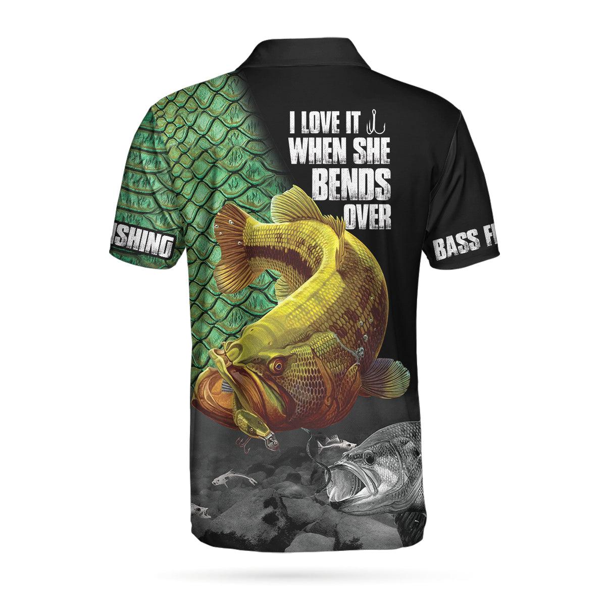 Fishing Men Polo Shirt, I Love It When She Bends Over Polo Shirt, Bass Fishing Polo Shirt, Funny Fishing Shirt For Men - Image 2