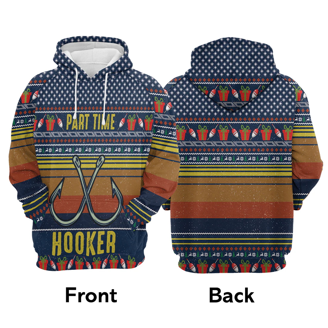 Fishing Premium Christmas Hoodie, Fishing Part Time Hooker Christmas Unisex Hoodie For Men & Women - Perfect Gift For Christmas, Fishing Lover - Image 3