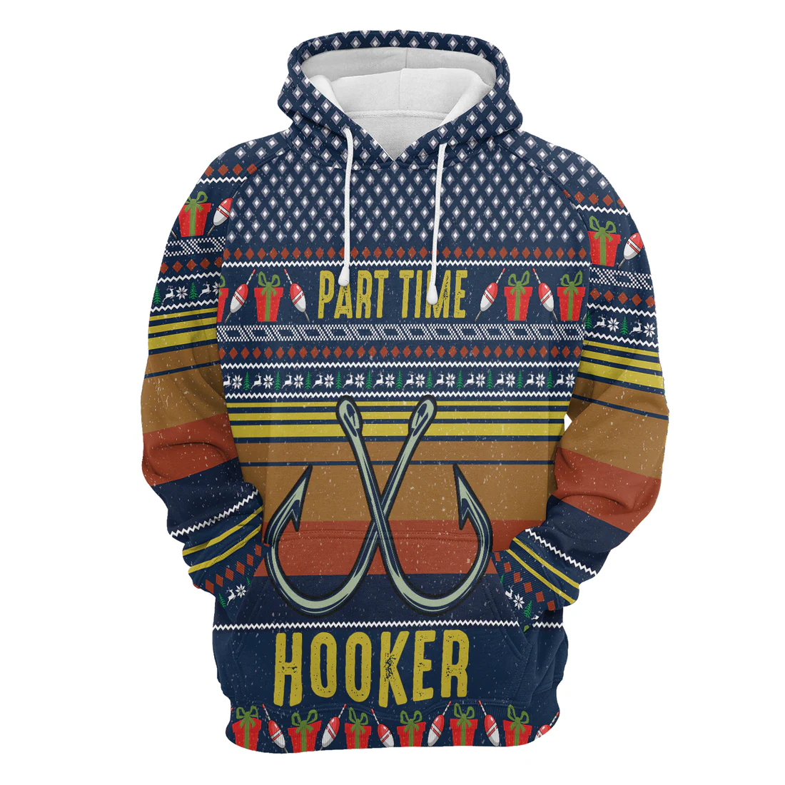Fishing Premium Christmas Hoodie, Fishing Part Time Hooker Christmas Unisex Hoodie For Men & Women - Perfect Gift For Christmas, Fishing Lover - Image 4