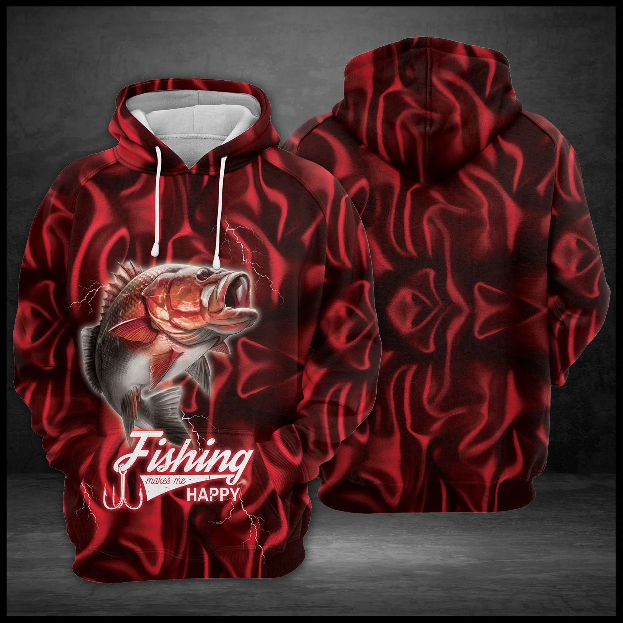 Fishing Pullover Premium Hoodie Fishing Makes Me Happy, Perfect Outfit For Men And Women On Christmas New Year Autumn Winter - Image 4