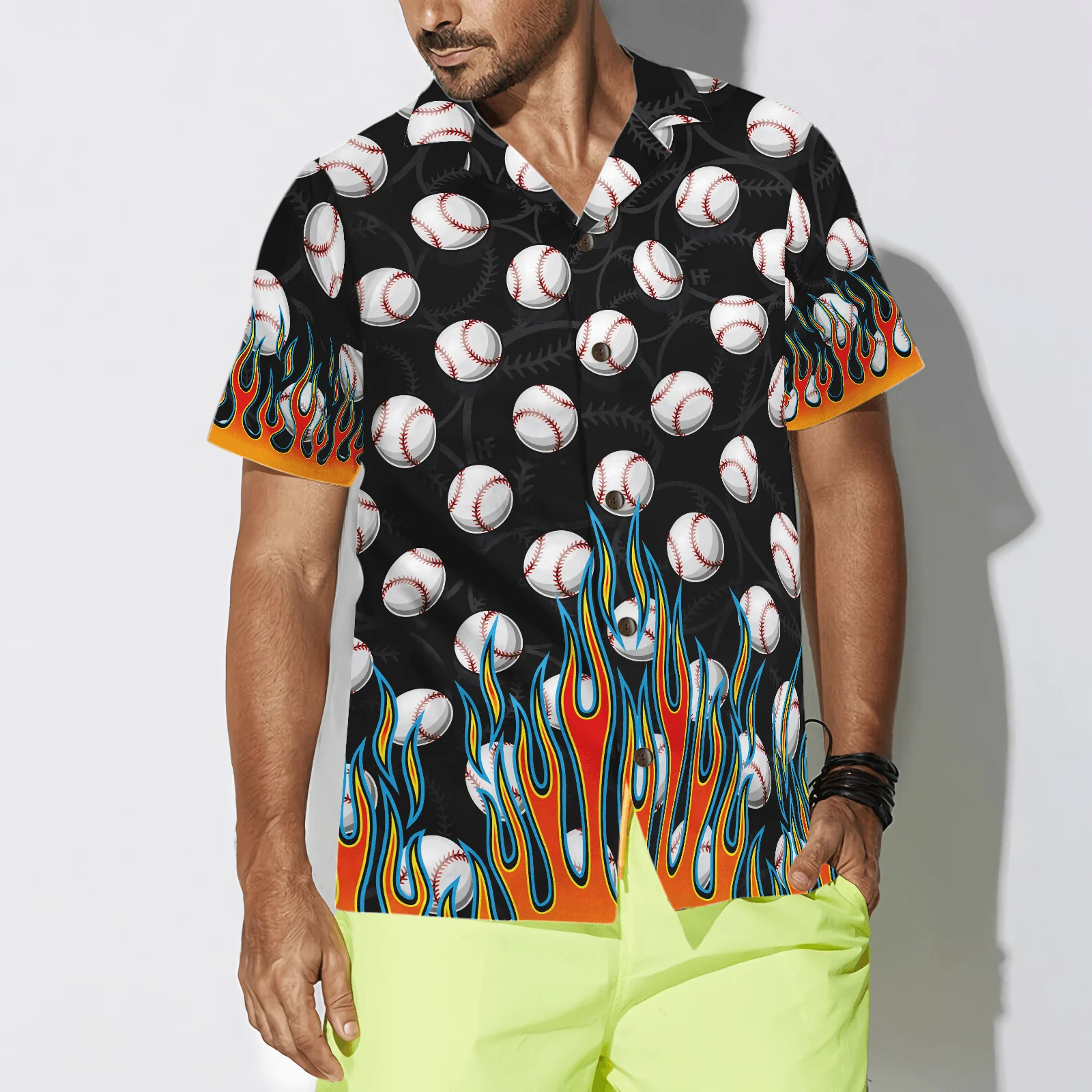 Flame Baseball Balls Aloha Hawaiian Shirt For Summer, Colorful Shirt For Men Women, Perfect Gift For Friend, Team, Family, Baseball Lovers - Image 4