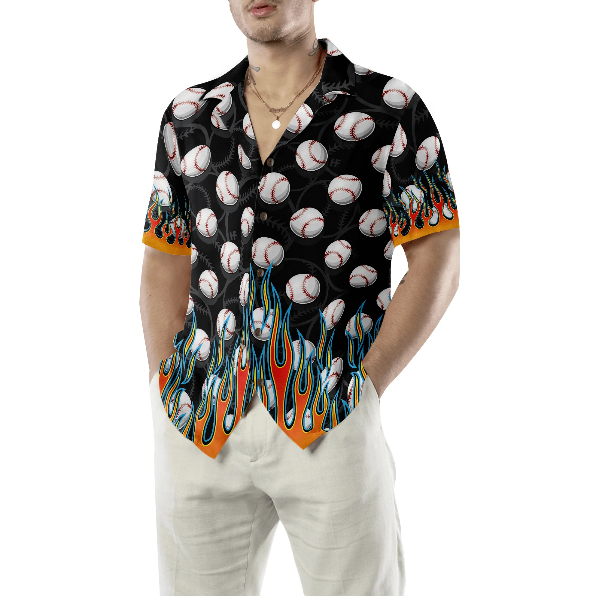 Flame Baseball Balls Aloha Hawaiian Shirt For Summer, Colorful Shirt For Men Women, Perfect Gift For Friend, Team, Family, Baseball Lovers - Image 5