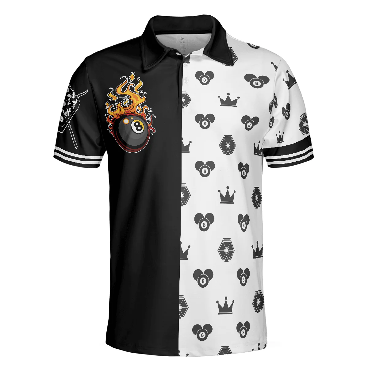 Flame Eight Ball Billiards Men Polo Shirt, Cute Billiards Shirt Design For Men, Best Gift Idea For Billiards Players, Billiards Lovers - Image 3