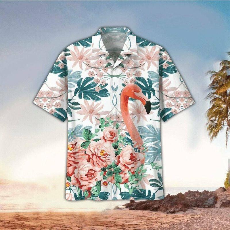 Flamingo Aloha Hawaiian Shirt - Flamingo Flower Pattern Hawaiian Shirt, Tropical Leaf Hawaiian Shirt For Men & Women, Flamingo Lover