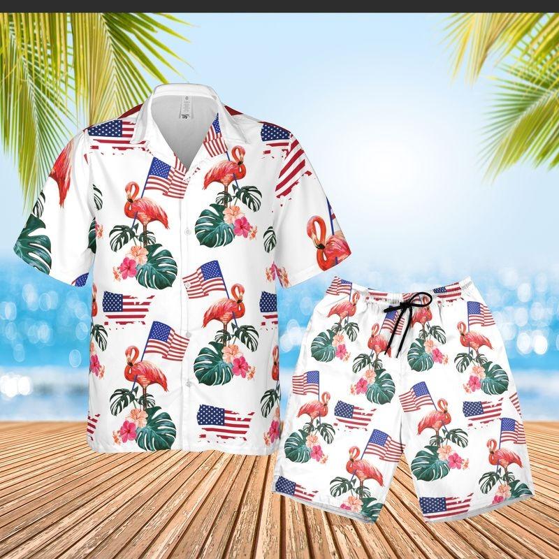 Flamingo Aloha Hawaiian Shirt - US Flag Hawaiian Shirt, Independence Day Patriot Hawaiian Shirt - Perfect Gift For Men & Women, Flamingo Lover