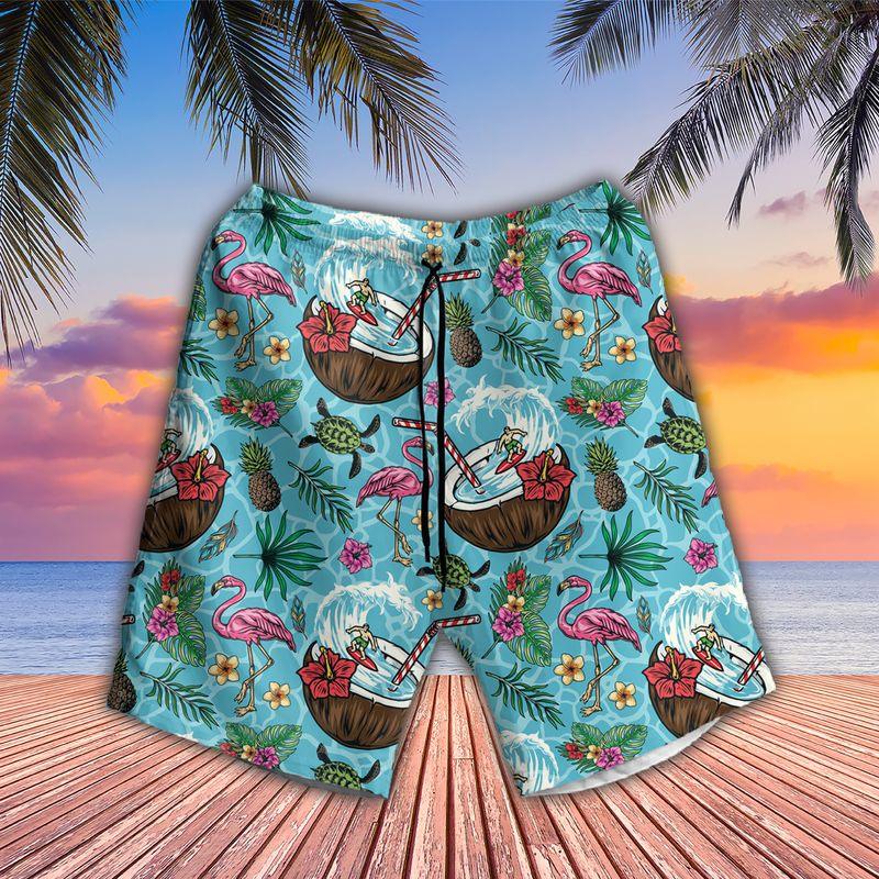 Flamingo Aloha Hawaiian Shirts For Summer, Flower Leaves Pattern Coconut Cocktail Hawaiian Set Outfit For Men Women, Gift For Friend, Team, Family - Image 3