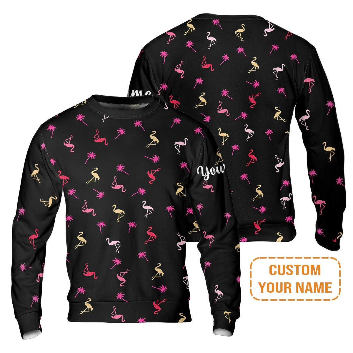 Flamingo Golf Hoodie - Custom Name Neon Pink Flamingos Palm Pattern Apparel Hoodie - Personalized Gift For Golf Lover, Team, Husband, Boyfriend, Men - Image 7