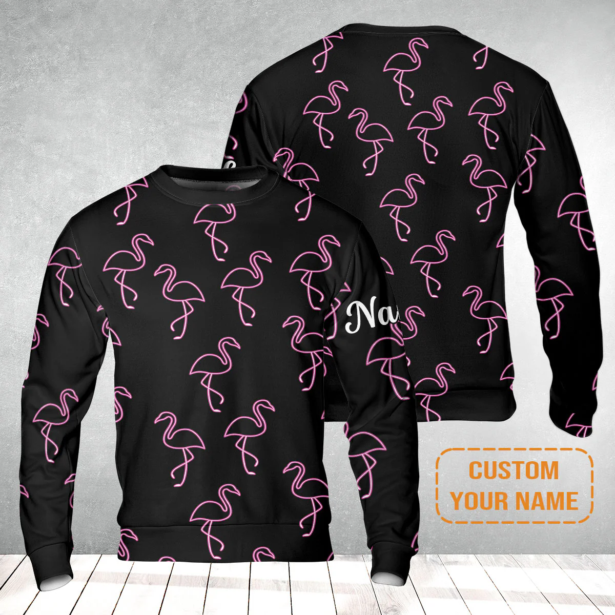 Flamingo Golf Men Polo Shirt - Custom Name Neon Pink Flamingos Pattern Apparel - Personalized Gift For Golf Lover, Team, Husband, Boyfriend, Men - Image 13