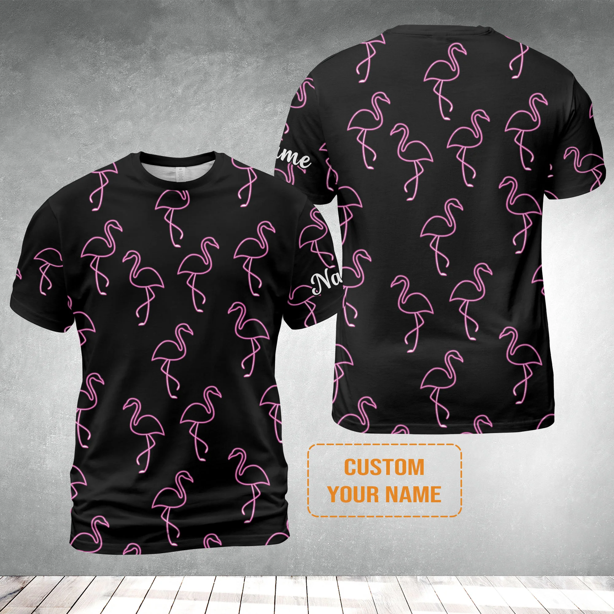 Flamingo Golf Men Polo Shirt - Custom Name Neon Pink Flamingos Pattern Apparel - Personalized Gift For Golf Lover, Team, Husband, Boyfriend, Men - Image 5