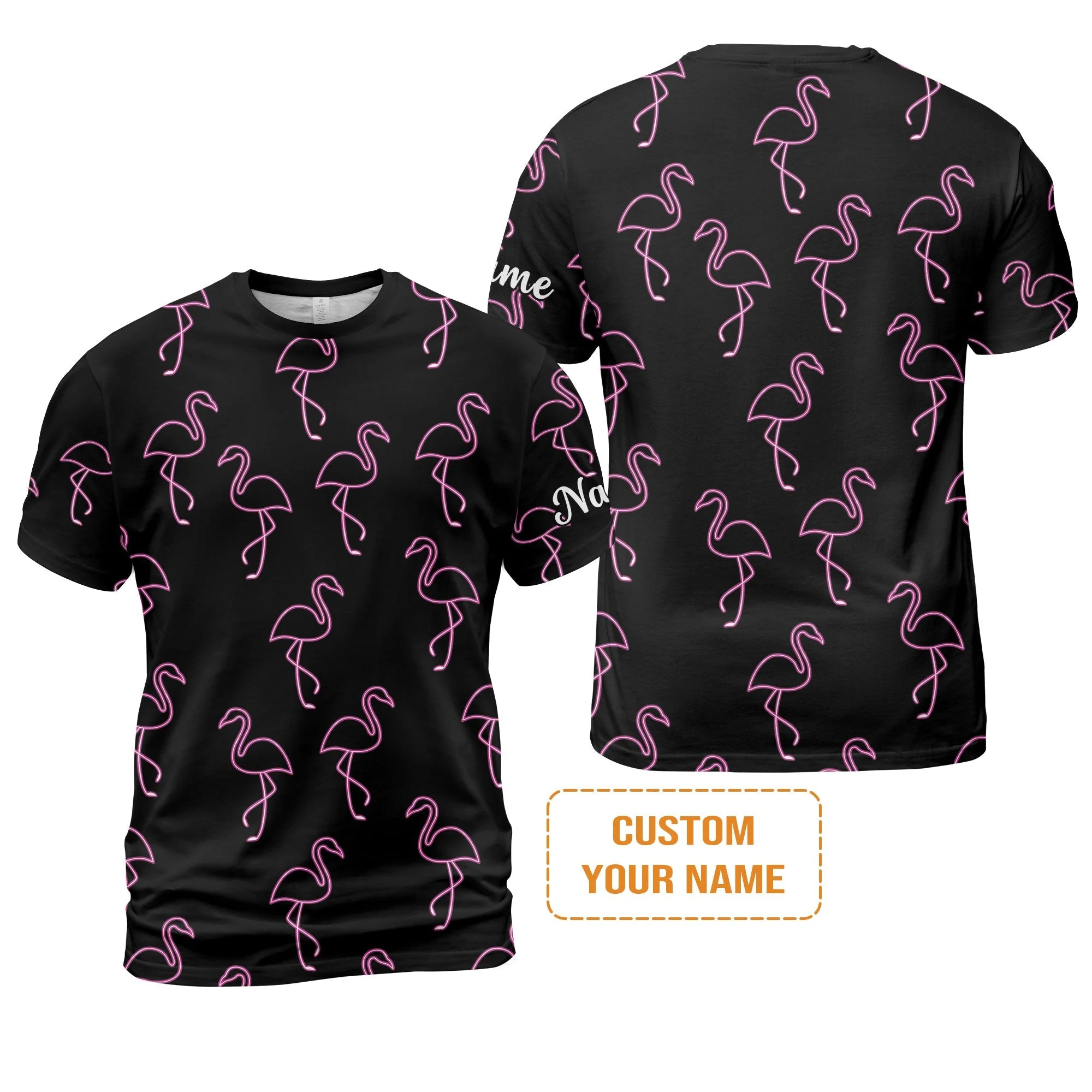 Flamingo Golf Sweatshirt - Custom Name Neon Pink Flamingos Pattern Apparel - Personalized Gift For Golf Lover, Team, Husband, Boyfriend, Men - Image 8