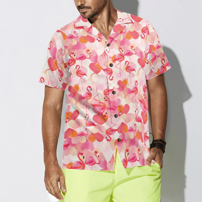 Flamingo Hawaiian Shirt, Flamingo Heart Shape Aloha Shirt For Men - Perfect Gift For Men, Husband, Boyfriend, Friend, Family - Image 4