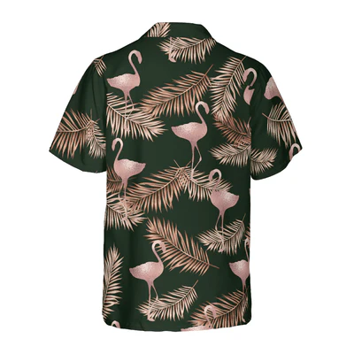 Flamingo Hawaiian Shirt, Flamingo Rose Gold Pattern Aloha Shirt For Men - Perfect Gift For Men, Husband, Boyfriend, Friend, Family - Image 2