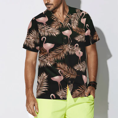 Flamingo Hawaiian Shirt, Flamingo Rose Gold Pattern Aloha Shirt For Men - Perfect Gift For Men, Husband, Boyfriend, Friend, Family - Image 4