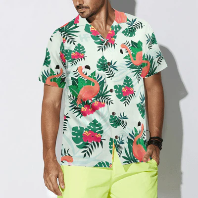 Flamingo Hawaiian Shirt, Monstera Leaves Flamingo Aloha Shirt For Men - Perfect Gift For Men, Husband, Boyfriend, Friend, Family - Image 4