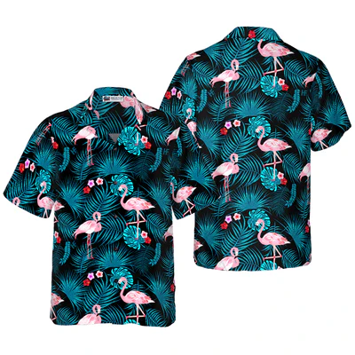 Flamingo Hawaiian Shirt, Tropical Forest Flamingo Aloha Shirt For Men - Perfect Gift For Men, Husband, Boyfriend, Friend, Family
