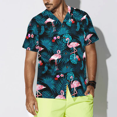Flamingo Hawaiian Shirt, Tropical Forest Flamingo Aloha Shirt For Men - Perfect Gift For Men, Husband, Boyfriend, Friend, Family - Image 4