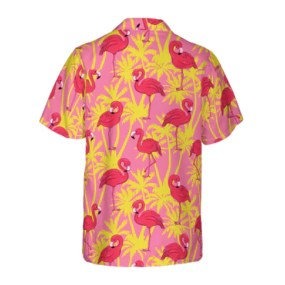 Flamingo Hawaiian Shirt, Tropical Palm Tree Flamingo Aloha Shirt For Men - Perfect Gift For Men, Husband, Boyfriend, Friend, Family - Image 2