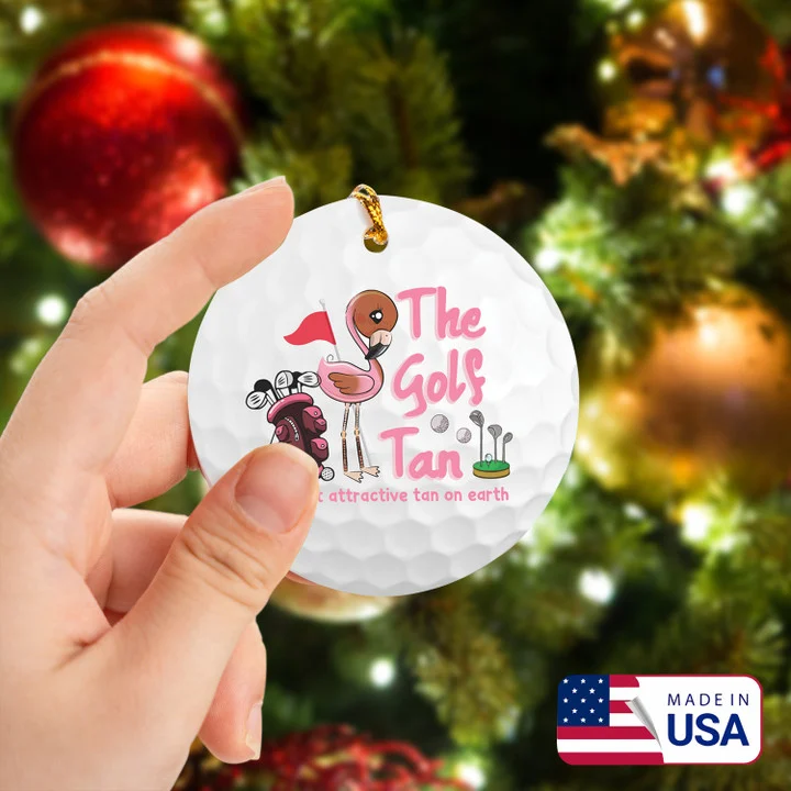 Flamingo The Golf Tan Women Golf Circle Ceramic Ornament, Christmas Golf Ceramic Ornament - Best Gift For Golf Lovers, New Year - Image 2