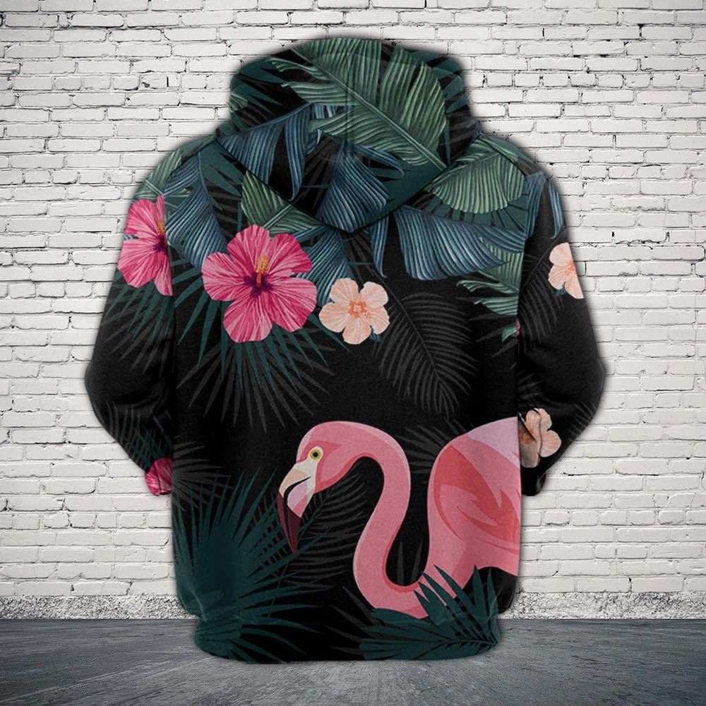Flamingo Tropical Pullover Premium Hoodie, Perfect Outfit For Men And Women On Christmas New Year Autumn Winter - Image 3