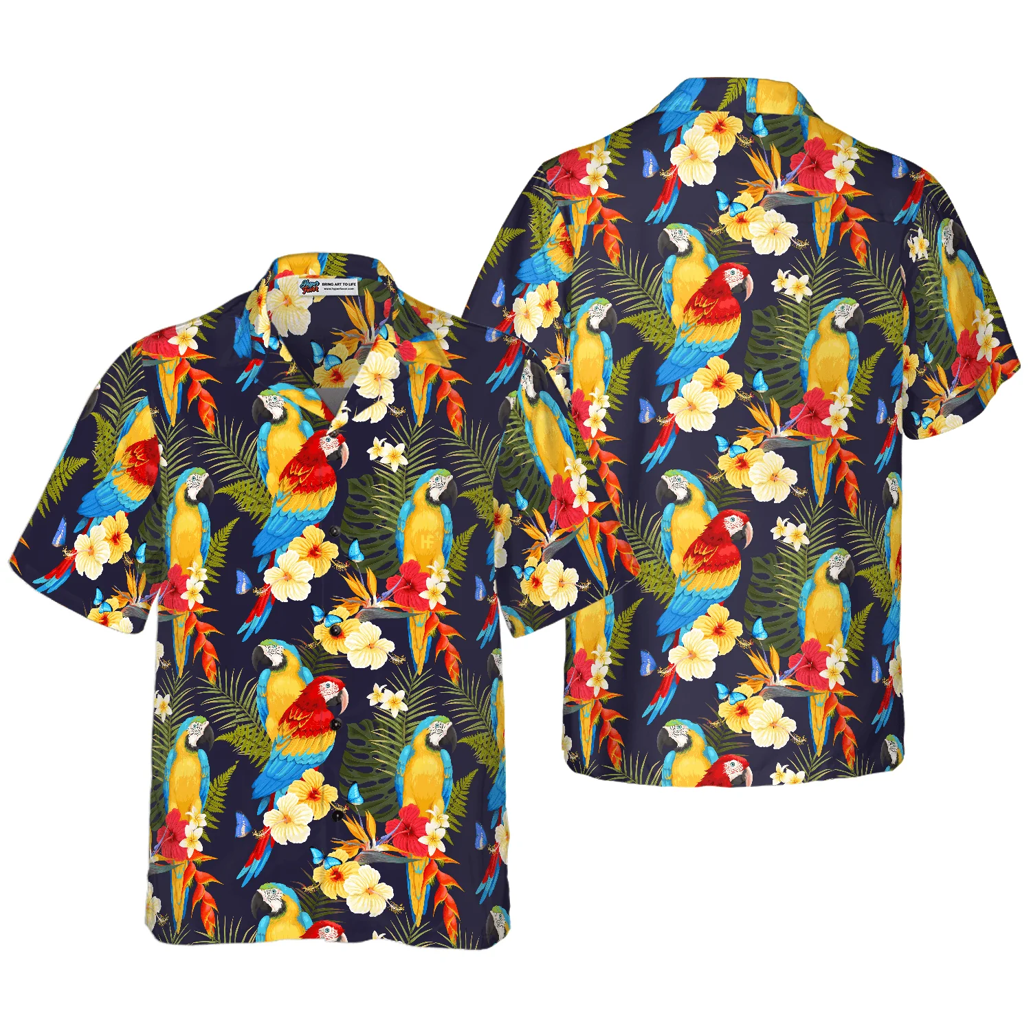 Flower And Parrot Hawaiian Shirt, Colorful Summer Aloha Shirts For Men Women, Perfect Gift For Husband, Wife, Boyfriend, Friend