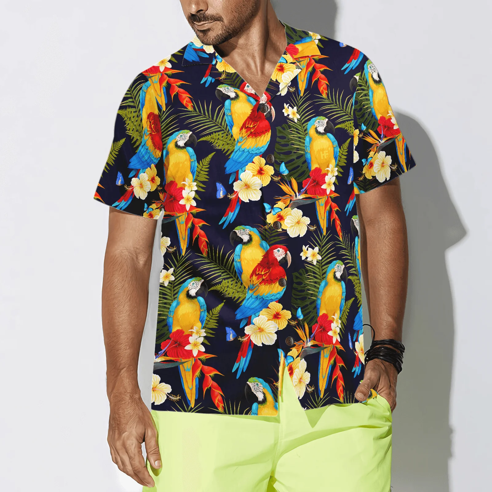 Flower And Parrot Hawaiian Shirt, Colorful Summer Aloha Shirts For Men Women, Perfect Gift For Husband, Wife, Boyfriend, Friend - Image 4
