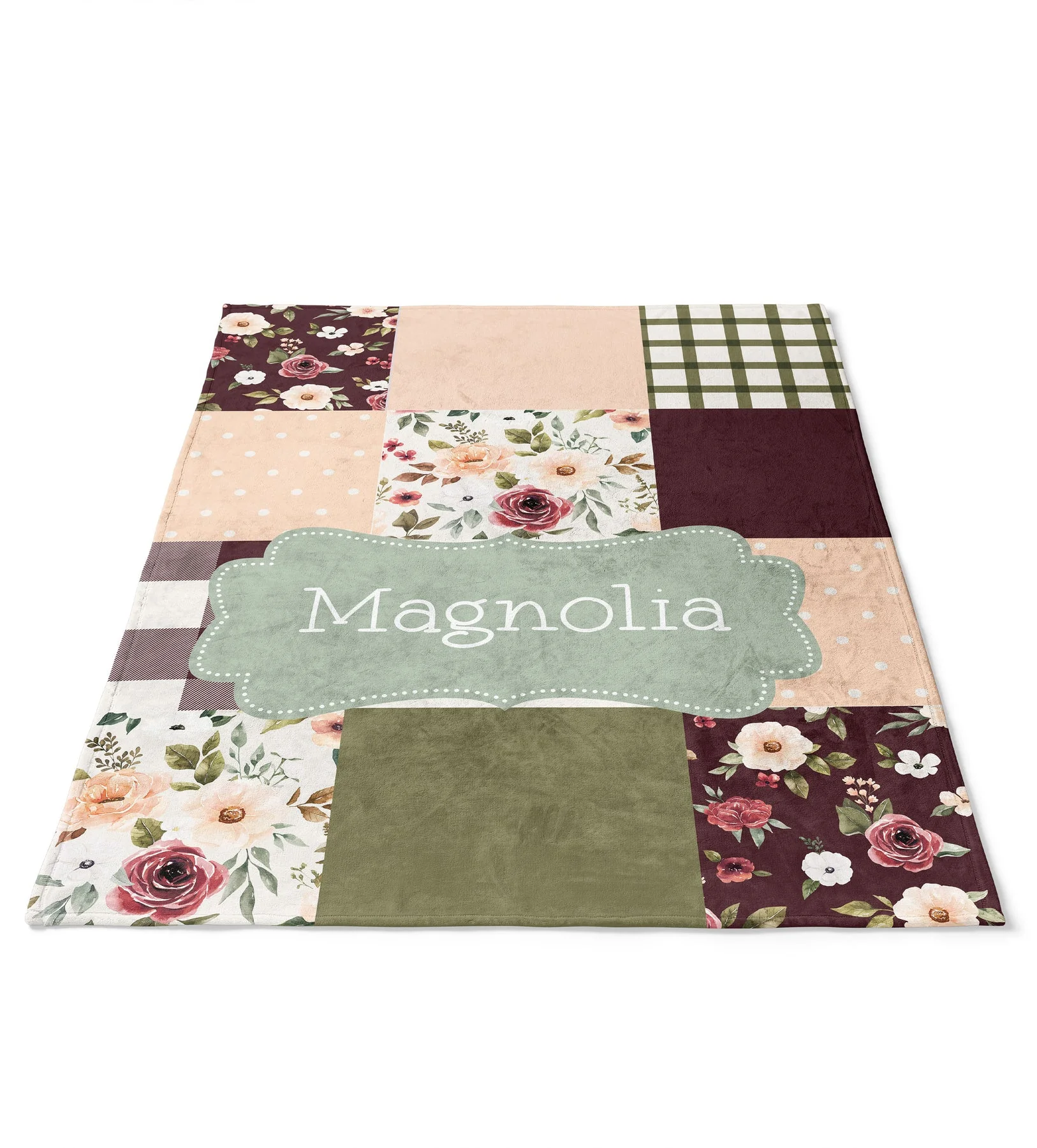 Flower Pattern Baby Kids Blanket With Customized Name For Baby Nursery, Son, Daughter, Granddaughter, Grandson - Image 2