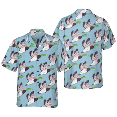 Flying Ducks Hawaiian Shirt, Funny Ducks Aloha Shirt For Men - Perfect Gift For Husband, Boyfriend, Friend, Family