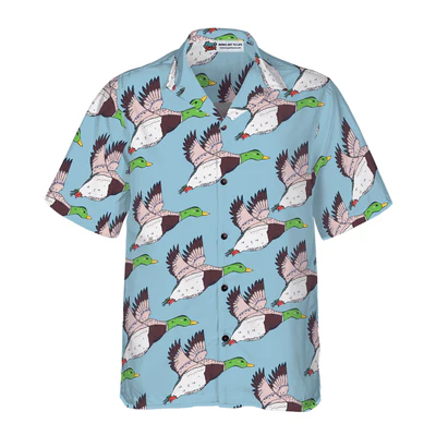 Flying Ducks Hawaiian Shirt, Funny Ducks Aloha Shirt For Men - Perfect Gift For Husband, Boyfriend, Friend, Family - Image 2