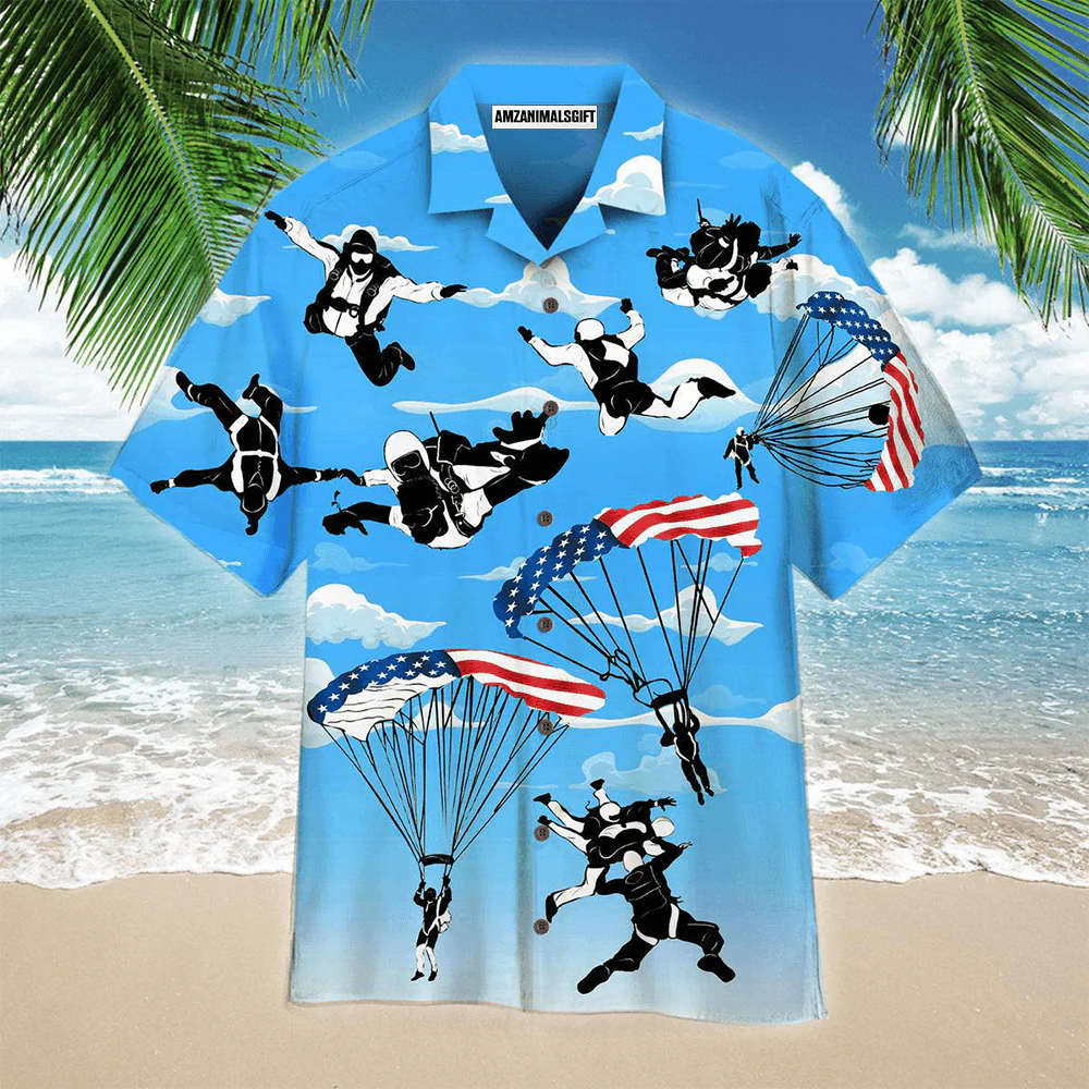 Free Skydiving American Flag Patriotism Aloha Hawaiian Shirts For Men Women, 4th July Gift For Summer, Friend, Family, Independence Day - Image 2
