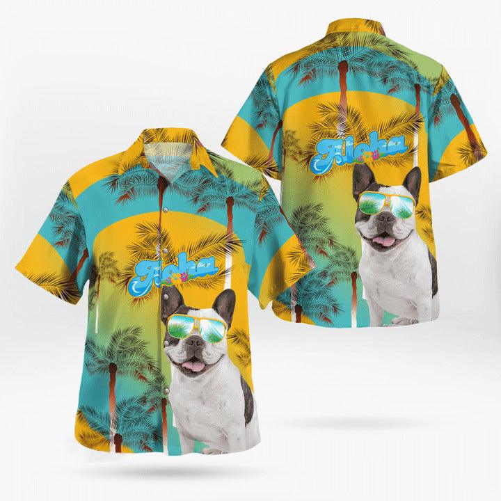 French Bulldog Aloha Hawaiian Shirt - Summer Beach Tropical Leaves Hawaiian Shirt For Summer - Perfect Gift For Dog Lovers Friend, Family