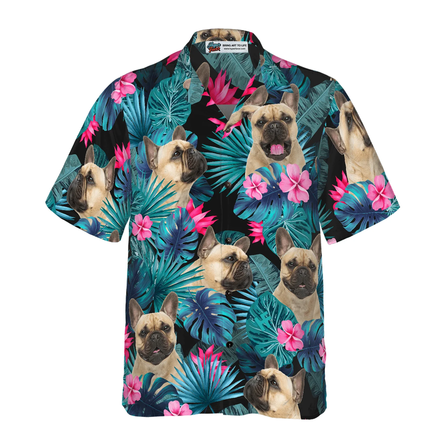 French Bulldog Hawaiian Shirt, Tropical Pattern Hawaiian Shirt, Colorful Summer Aloha Shirt For Men Women, Gift For Friend, Family, Dog Lovers - Image 3